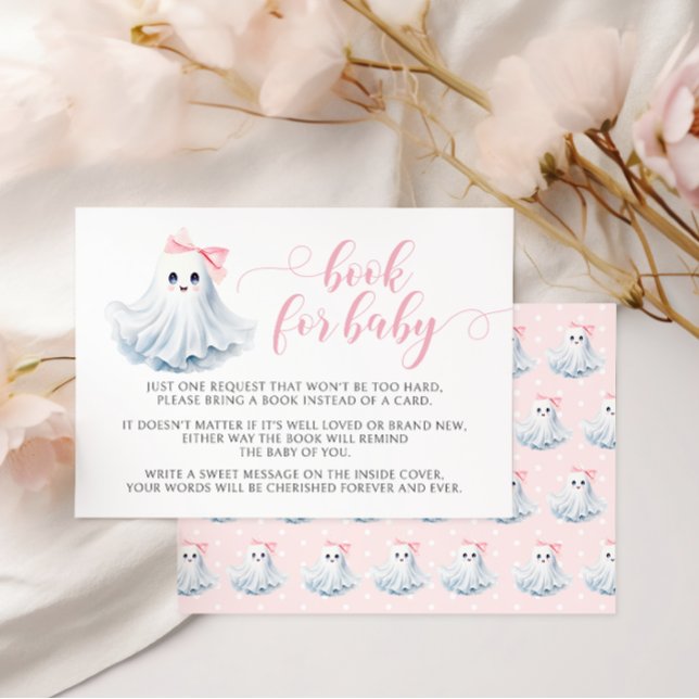 Cute Pink Little Boo Book For Baby Girl Shower  RSVP Card (Creator Uploaded)