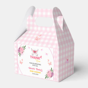 Cute Pink Little Butterfly Baby Shower Thank You  Favour Box