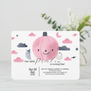 cute pink little pumkin birthday invitations