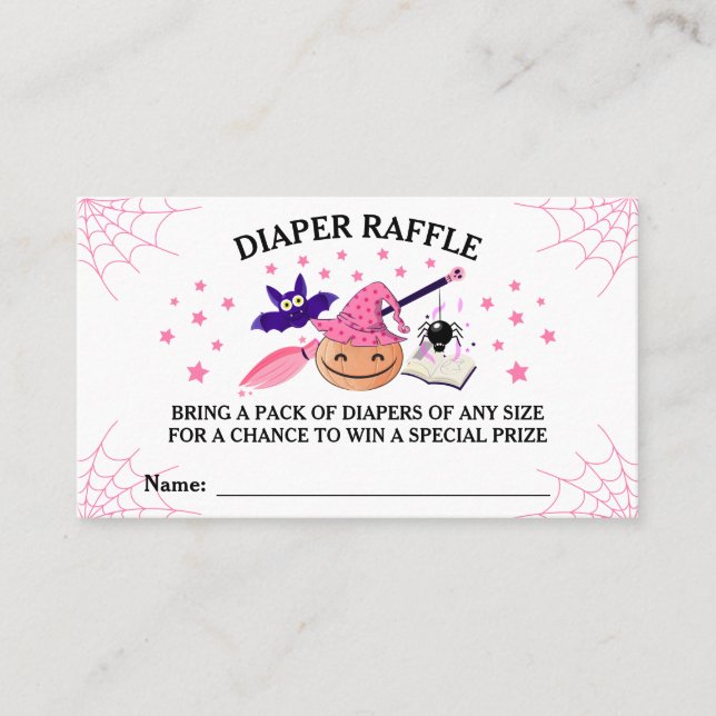 Cute Pink Little Pumpkin Baby Shower Diaper Raffle Business Card (Front)