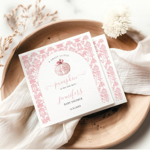 Cute Pink Little Pumpkin Toile Baby Girl Shower Napkin
