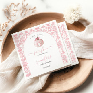 Cute Pink Little Pumpkin Toile Baby Girl Shower Napkin
