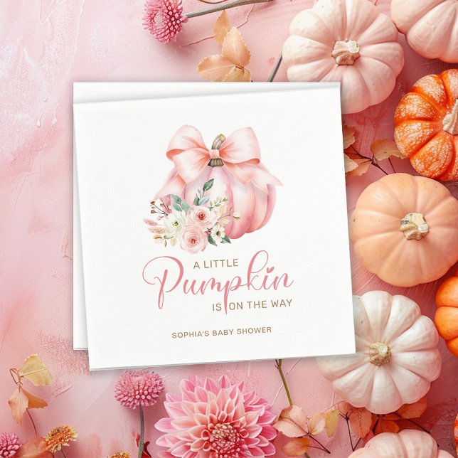 Cute Pink Little Pumpkins Baby Shower Napkin (Creator Uploaded)