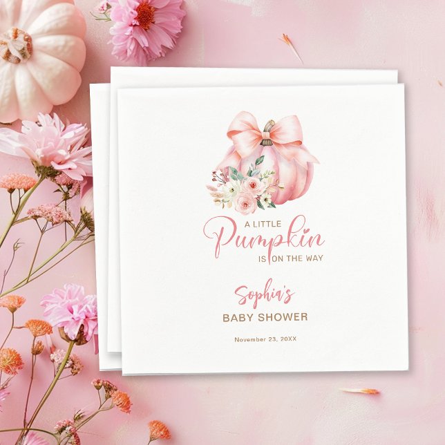 Cute Pink Little Pumpkins Baby Shower Napkin (Creator Uploaded)