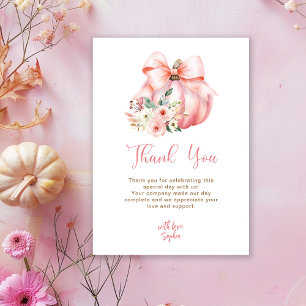 Cute Pink Little Pumpkins Baby Shower Thank You Card