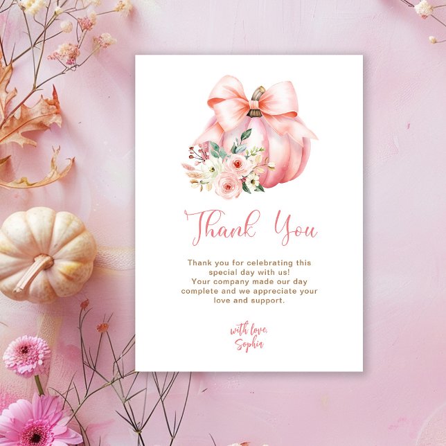 Cute Pink Little Pumpkins Baby Shower Thank You Card (Creator Uploaded)