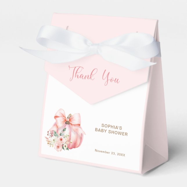 Cute Pink Little Pumpkins Baby Shower Thank You Favour Box (Front Side)