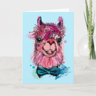 Cute Pink Llama Card