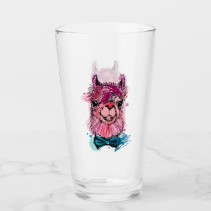 Cute Pink Llama Glass