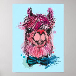 Cute Pink Llama Poster