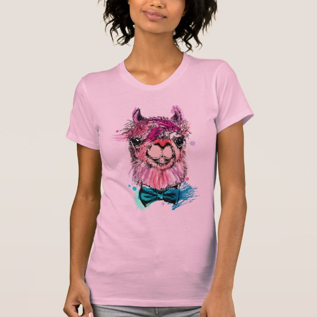 Cute Pink Llama T-Shirt (Front)