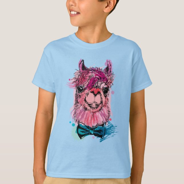 Cute Pink Llama T-Shirt (Front)