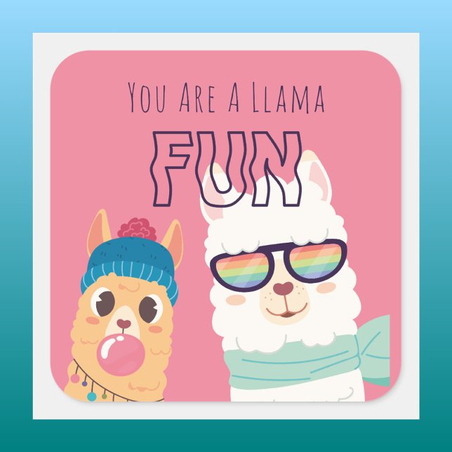Cute Pink Llama Valentines Day Square Sticker (Creator Uploaded)