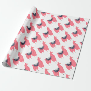 Cute Pink Llama Wrapping Paper