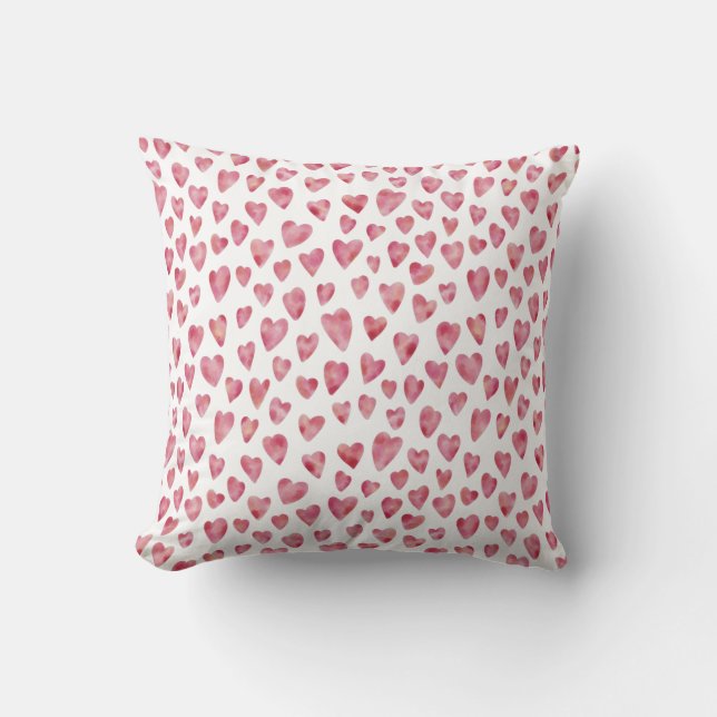 Cute Pink Love Heart pattern Cushion (Front)