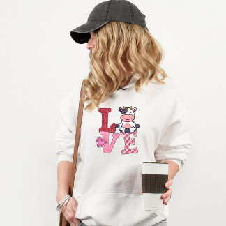 Cute Pink Love Yoga Cow Hoodie