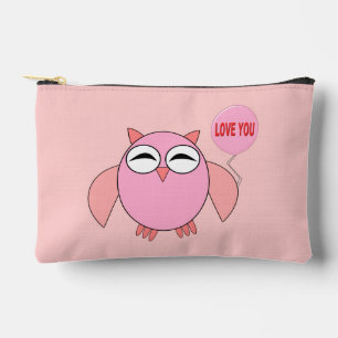 Cute Pink Love You Owl Accessory Pouch