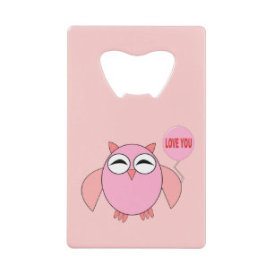 Cute Pink Love You Owl Bottle Opener