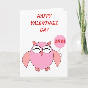 Cute Pink Love You Owl Custom Card