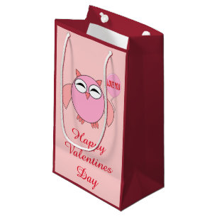 Cute Pink Love You Owl Custom Gift Bag