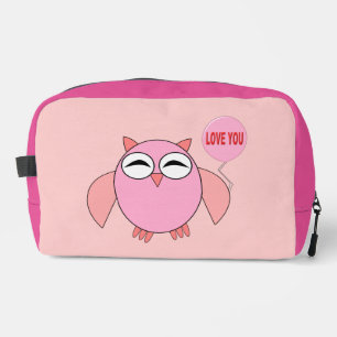 Cute Pink Love You Owl Dopp Kit