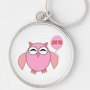 Cute Pink Love You Owl Keychain