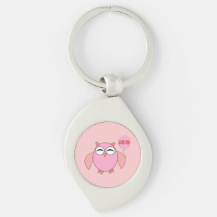 Cute Pink Love You Owl Keychain