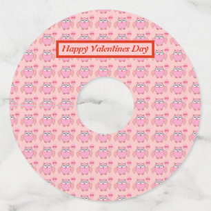 Cute Pink Love You Owl Personalised Wine Glass Tag