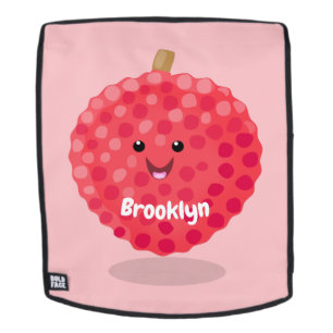 Cute pink lychee cartoon illustration backpack