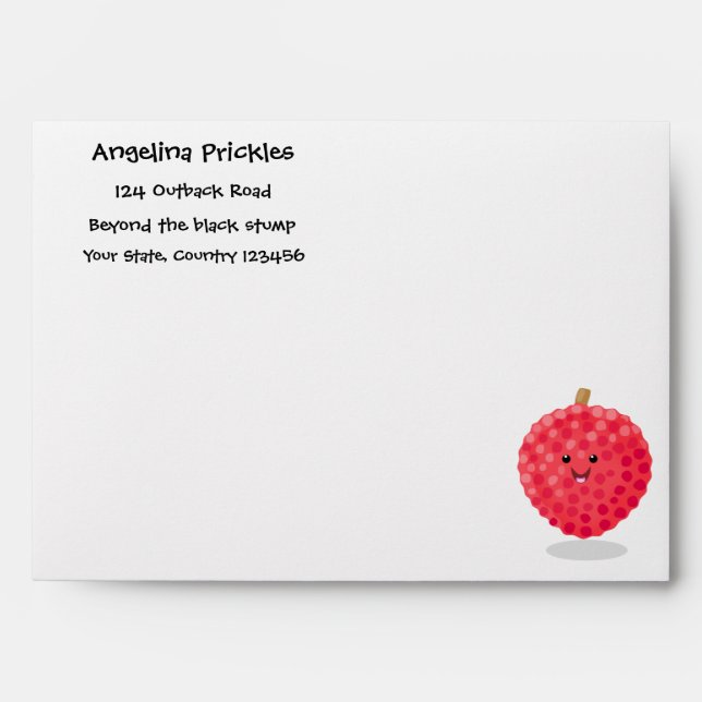 Cute pink lychee cartoon illustration envelope (Front)