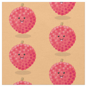 Cute pink lychee cartoon illustration fabric