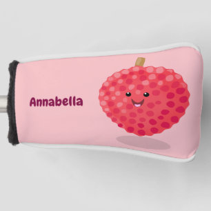 Cute pink lychee cartoon illustration golf head cover