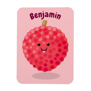 Cute pink lychee cartoon illustration magnet