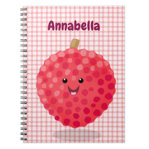 Cute pink lychee cartoon illustration notebook