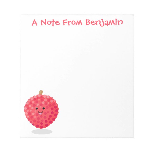Cute pink lychee cartoon illustration notepad (Front)