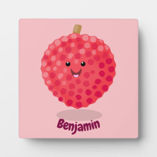 Cute pink lychee cartoon illustration plaque