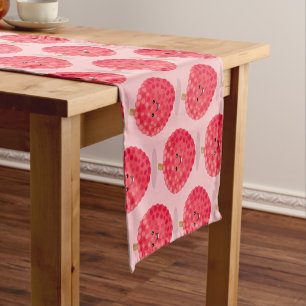 Cute pink lychee cartoon illustration short table runner