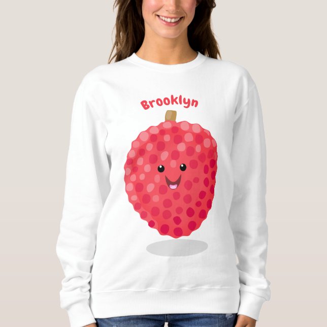 Cute pink lychee cartoon illustration sweatshirt (Front)
