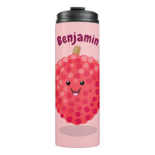 Cute pink lychee cartoon illustration thermal tumbler