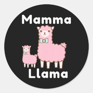 Cute Pink Mamma Llama Novelty Funny Llama Classic Round Sticker