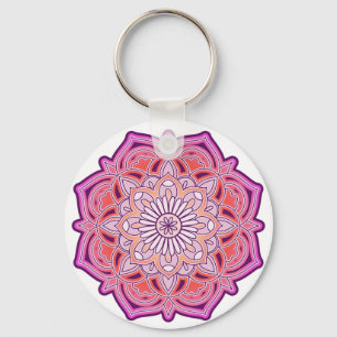 Cute Pink Mandala Key Ring