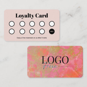 Cute Pink Marble Salon Customer Loyalty Punch Card