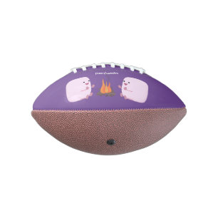 Cute pink marshmallows by camp fire cartoon football