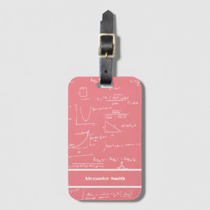 Cute Pink Math Equations Pattern Travel Luggage Tag
