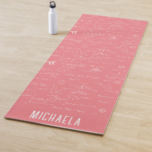 Cute Pink Math Formulas Personalized Yoga Mat