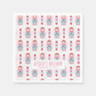 Cute Pink Matryoshka Nesting Doll Napkin