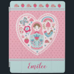 Cute Pink Matryoshka Russian Doll iPad Smart Cover<br><div class="desc">A cute matryoshka Russian nesting doll decorates this Ipad Smart Cover. The matryoshka is in a heart shape with birds , butterflies and flowers. Cute for back to school. Personalise it with your name. Designed for you by Blackberry Boulevard.</div>
