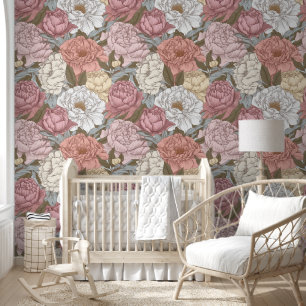 Cute Pink Mauve Peonies Flowers Floral Wallpaper