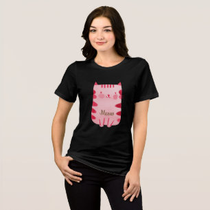 Cute Pink Meow Cat Tri-Blend Shirt