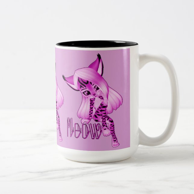 Cute Pink Meow Tiger Cat Coffee Mug (Right)